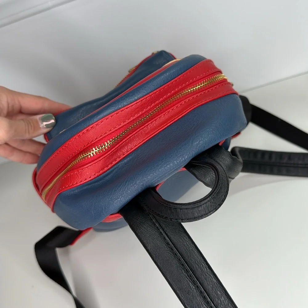 Loungefly marvel captain marvel gold red and blue backpack purse cosplay bag
